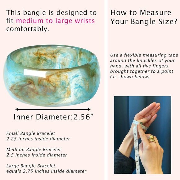 Colorful Resin Wide Geometric Acrylic Cuff Bangle for Women, Statement Jewelry - Picture 4 of 8